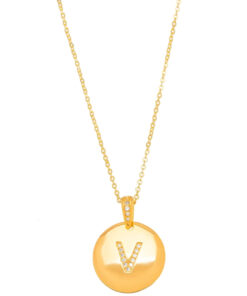 Colar Inicial Medalha Letra V
