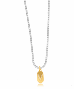 Choker Cravejada Letra V