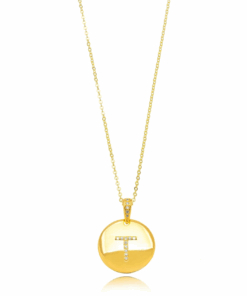 Colar Inicial Medalha Letra T