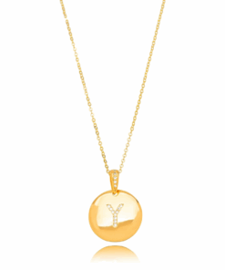 Colar Inicial Medalha Letra Y